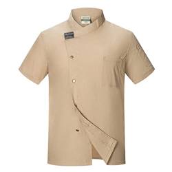 AAREHA Chefkoch Kleidung Personalisierte Chefkoch Mantel Unisex Hotel Küche Kleidung Männer' Sommer Kurz (Color : Brown, Size : XXL) von AAREHA