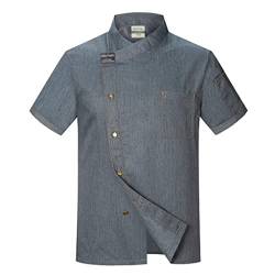 AAREHA Chefkoch Kleidung Personalisierte Chefkoch Mantel Unisex Hotel Küche Kleidung Männer' Sommer Kurz (Color : Gray, Size : 3XL) von AAREHA