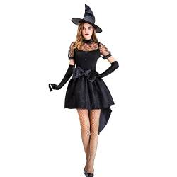 AAROMA Halloween Kostüm Party, Königin Krähe Fledermäuse Doktor Piraten Anzug Cosplay Vampir Magie Hexe Kleidung Mit Umhang Für Frauen Mädchen ( Color : Black , Size : XL ) von AAROMA