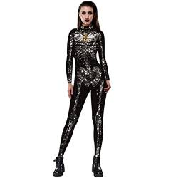 Halloween Cosplay Kostüm Skelett Bodysuit Jumpsuit Party Für Unisex Erwachsene (Color : C, Size : S) von AAROMA