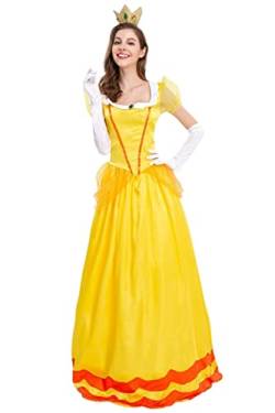 Halloween Kostüm Party, Königin Krähe Fledermäuse Doktor Piraten Anzug Cosplay Vampir Magie Hexe Kleidung Mit Umhang Für Frauen Mädchen (Color : Yellow, Size : M) von AAROMA