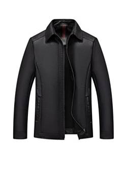 Herren PU Leder Jacke Motorrad Casual Slim Stehkragen Wasserdicht Leichter Reißverschluss Mantel (Color : Black, Size : 4XL) von AAROMA