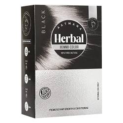 AATMANA Herbal Black Henna Hair Color with Goodness of 9 Herbs | Kräuter-Schwarze Henna-haarfarbe Mit Güte Von 9 Kräutern Natural Hair Color for Men & Women 100g von AATMANA