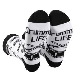 AATOP 1 Paar Drummer Life Drum Socken Schlagzeuger Geschenk Schlagzeuger Geschenk Schlagzeuger Musiker Geschenk Drumming Socken, Drummer Life 2uk, One size von AATOP