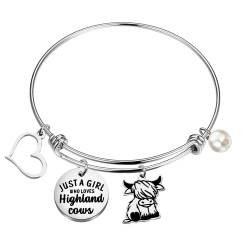 AATOP Armband mit schottischem Hochlandkuh, Geschenk für Liebhaber von Hochlandkühen, Geschenk für Liebhaber von Hochlandkühen, Edelstahl von AATOP
