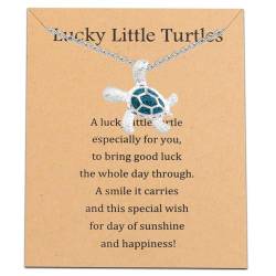 AATOP Meeresschildkröten-Halskette mit Karte, Schildkrötenliebhaber, Schmuck, Glücksschildkröte, Geschenk für Freunde, Edelstahl von AATOP