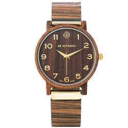 AB AETERNO "Fenix Brown 35" Nussbaum Holz Swiss Quarz Gold Hypoallergen Damen Uhr von AB AETERNO