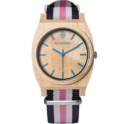 AB AETERNO Route Blue White Pink Ahorn Holz Blau Swiss Quarz Weib Rosa Hypoallergen Unisex Uhr von AB AETERNO