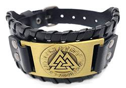 AB Viking Crafts Vikings Wikinger Armband Valknut Wotansknoten Leder Metall schwarz gold von AB Viking Crafts