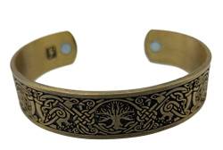 AB Viking Crafts Wikinger Yggdrasil Lebensbaum I Odins Raben Magnet Armband Farbe Antik Gold mit Schmuckbeutel von AB Viking Crafts