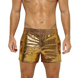 ABAFIP Herren Holografisch Glänzend Metallic Schwimmen Boxer Briefs Trunks Shorts Hot Pants Bikini Badeanzug Bühne Clubwear, Gold, M von ABAFIP