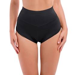 Damen Hohe Taille Workout Yoga Shorts Butt Lifting Bauchkontrolle Rave Dance Bottoms Booty Shorts Mini Hotpants, schwarz, Klein von ABAFIP