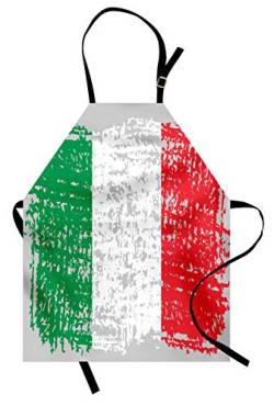 ABAKUHAUS Italien Kochschürze, Grunge Muster Brushstroke Gemaltes Bild der italienischen Trikolore, Höhenverstellbar Klare Farben ohne verblassen, Rot Grün von ABAKUHAUS