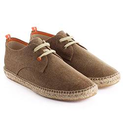 Espadrilles für Herren aus Jute und Terra-Stoff, handgefertigt, lässiger Blucher-Schuh mit flexiblen, weichen und atmungsaktiven Schnürsenkeln., Leder, 42 EU von ABARCA