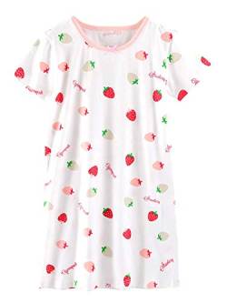 ABClothing Girls' Nightgowns Cute Simple Style Sleep Shirts Cotton Sleepwear White 7 8 Years von ABClothing