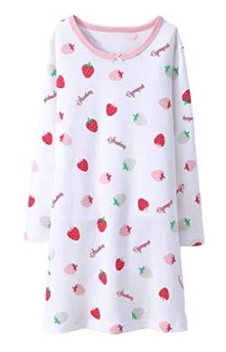 Mommy Me Matching Women Long Sleeve Fruit Strawberry Cotton Nightgown for Sleep Dress M von ABClothing