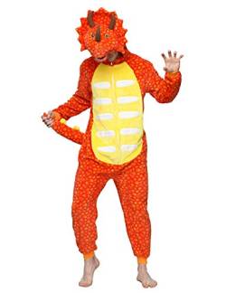 ABENCA Herren Triceratops Dinosaurier Einteiler Damen Pyjama für Erwachsene Cartoon Einteiler Tier Halloween Weihnachten Cosplay Kostüm - mehrfarbig - Large Höhen 5'7/5'11 von ABENCA