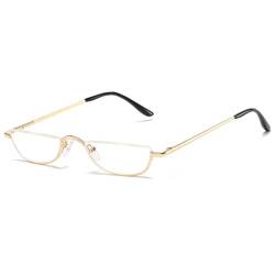 ABETOS Halbrand Lesebrille Herren Damen Metall Halbmond Halbrahmen Sehhilfe Flexibel Federscharnier Lesebrillen Computer Lesebrille Leicht Komfortable Lesehilfe Brille mit Stärke(Gold, 1.25) von ABETOS