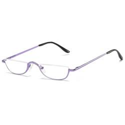 ABETOS Halbrand Lesebrille Herren Damen Metall Halbmond Halbrahmen Sehhilfe Flexibel Federscharnier Lesebrillen Computer Lesebrille Leicht Komfortable Lesehilfe Brille mit Stärke(Lila, 1.5) von ABETOS