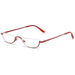 ABETOS Halbrand Lesebrille Herren Damen Metall Halbmond Halbrahmen Sehhilfe Flexibel Federscharnier Lesebrillen Computer Lesebrille Leicht Komfortable Lesehilfe Brille mit Stärke(Rot, 1.0) von ABETOS