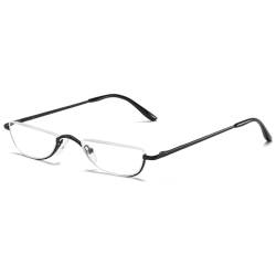 ABETOS Halbrand Lesebrille Herren Damen Metall Halbmond Halbrahmen Sehhilfe Flexibel Federscharnier Lesebrillen Computer Lesebrille Leicht Komfortable Lesehilfe Brille mit Stärke(Schwarz, 1.75) von ABETOS