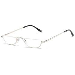 ABETOS Halbrand Lesebrille Herren Damen Metall Halbmond Halbrahmen Sehhilfe Flexibel Federscharnier Lesebrillen Computer Lesebrille Leicht Komfortable Lesehilfe Brille mit Stärke(Silber, 1.5) von ABETOS