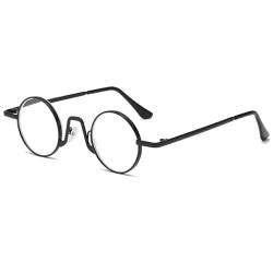 ABETOS Lesebrille Herren Damen Runde Klein Retro Metall Lesebrillen mit Blaulichtfilter Flexibel Scharniere Leicht Computer Lesehilfe Brille mit Stärke (Schwarz+2.0) von ABETOS