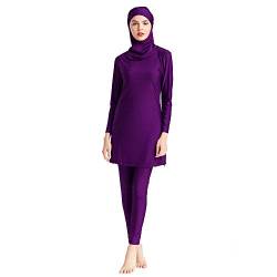 ABEUTY Muslimischer Badeanzug für Frauen Bescheidene Bademode Burkini Full Suit Plus Size Islamischer Hijab Badeanzug, violett, L von ABEUTY