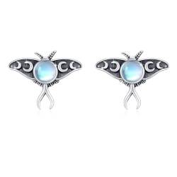 ABIGY Motten Ohrringe 925 Sterling Silber Mondstein Ohrringe Luna Motte Ohrringe Insekten Ohrringe Tier Ohrringe Motte Schmuck Geschenke für Damen Mädchen von ABIGY