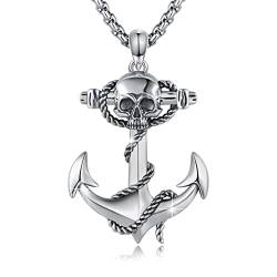 Anker Halskette aus Sterlingsilber nautischer Anker Anhänger Oxidations Anker Totenkopf Halskette Anker Schmuck Geschenk für Damen und Herren Geburtstag Abschlussfeier von ABIGY