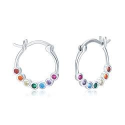 Regenbogen Chakra Ohrringe, 925er Sterling Silber Hypoallergen Chakra Creolen für Frauen bunte Regenbogen Ohrringe Schmuck Geschenk für Geburtstag Weihnachten von ABIGY