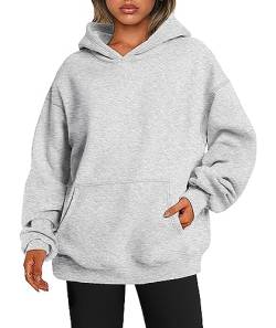 ABINGOO Damen Kapuzenpullover Oversized Hoodie Einfarbiger Lässige Übergroße Kapuze Sweatshirt mit Tasche(Grau,M) von ABINGOO