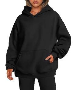 ABINGOO Damen Kapuzenpullover Oversized Hoodie Einfarbiger Lässige Übergroße Kapuze Sweatshirt mit Tasche(Schwarz,XL) von ABINGOO