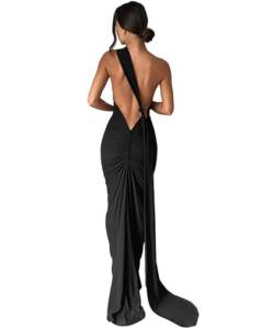 ABINGOO Damen Sexy Rückenfreies Sommerkleid Solid Bodycon Ärmellos Offener Rücken Maxikleid Ausgehen Figurbetont Party Cocktail Langes Kleid(Schwarz,M) von ABINGOO