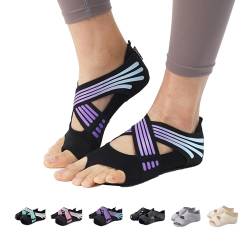ABIRAM Yoga Socken für Frauen rutschfeste Zehe rutschfeste Griff Socken für Pilates Barre Ballet Bikram Workout von ABIRAM