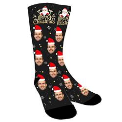 ABIsedrin Foto Gesicht Socken Personalisiert, Lustige Socken mit Foto Gesicht, Weihnachtsgesichts-Socken Gedruckte Socken für Frauen, Männer, Weihnachten, Geburtstagsgeschenk, Stil 1 von ABIsedrin