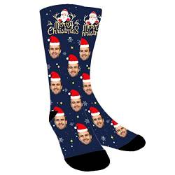 ABIsedrin Foto Gesicht Socken Personalisiert, Lustige Socken mit Foto Gesicht, Weihnachtsgesichts-Socken Gedruckte Socken für Frauen, Männer, Weihnachten, Geburtstagsgeschenk, Stil 2 von ABIsedrin