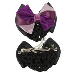 ABOOFAN 2st Trommelhammer Haarspange Mit Brötchen Schleife Kopfschmuck Haarschleifen-abdecknetz Bowknot-netzclip Abdeckung Für Krankenschwesterhaarbrötchen Stoff Krawatte Damen Violett von ABOOFAN