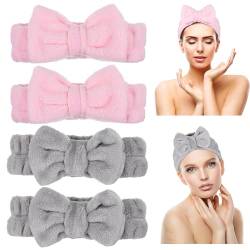 ABOOFAN 4 Stück Schleifen-Stirnband-Haargummis Für Damen Dusche Elastisches Haarband Spa-Stirnbänder Schleifen-Stirnband Make-Up-Stirnband Gesichtswasch-Stirnband Armband von ABOOFAN