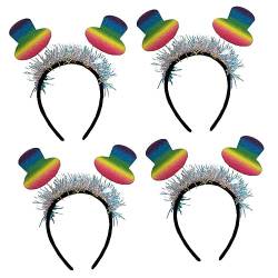 ABOOFAN 4 Stück Stirnband Mit Regenbogenhut Kopfschmuck Mini Damen Haarschmuck Farbe Glitzer von ABOOFAN