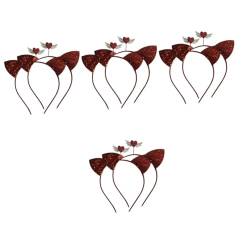 ABOOFAN 8 Stück Liebes Katzenohren Stirnband Für Hochzeit Party Kopfschmuck Glänzende Haarbänder Rote Pailletten Kopfbedeckung Valentinstag Party Haar Accessoire Schöne Katzenohren von ABOOFAN