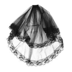 ABOOFAN Aldult Vintage Gothic Prinzessin Schleier Für Halloween Langlebigkeit Maskerade Schleier Dress Up Hoi An Bride Schleife Stirnband Geisterbraut Stirnband Mit Schleife Spitze Fliege von ABOOFAN