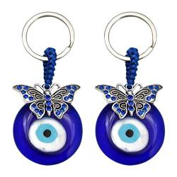 ABOOFAN Blaues Auge Schlüsselanhänger Türkisches Auge Schlüsselring 2pcs Böser Blick Schlüsselbund Taschenanhänger Evil Eye Amulette Nazar Boncuk Glücksbringer Keychain Ornament Schmuck Zubehör von ABOOFAN