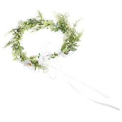 ABOOFAN Boho-Kranz haarschmuck Blumenkranz hochzeit braut stirnband -Kopfschmuck Blumenband Rosengirlande Blumenkrone für Blumenstirnband für Böhmen Schleife von ABOOFAN