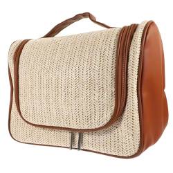 ABOOFAN Make-up-Aufbewahrungstasche Outdoor-lippenstifttasche Kulturbeutel Aus Rattan Gewebte Kosmetiktasche Make-up-Koffer Aus Rattan Make-up-etui Weiß Reisetasche Netz Bilden Reisen von ABOOFAN