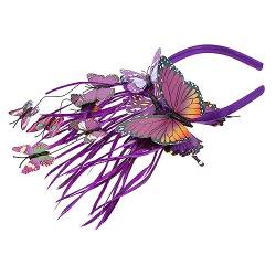 ABOOFAN Stirnband Für Die Schmetterlings-derbyhut Schmetterlingskopfschmuck Haarschmuck Für Frauen Teeparty-fascinator Schmetterlings-stirnband-krone Teeparty-hüte Plastik Kleidung Braut von ABOOFAN