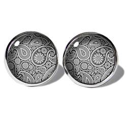 Paisley Silber-Grau Ohrstecker ABOUKI Damen Mädchen Kind Kinder Edelstahl Ohrschmuck Motiv Paisleymuster handgefertigte Ohrringe silber-farben von ABOUKI