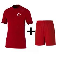ABOUTMK NEU Türkei EM 2024 Fußballtrikot Short Set Rot Türkiye Für Baby und Kinder (DE/NL/SE/PL, Numerisch, 164, Rot) von ABOUTMK