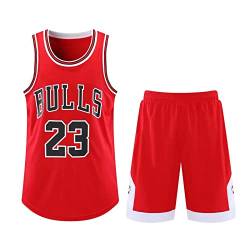 2-Teiliges Kinder/Erwachsene Basketball Jersey,Kinder/Erwachsener Basketball Jersey & Basketball Shorts,Kinder/Erwachsener ärmelloses Atmungsaktives Basketball T-Shirt Weste und Shorts Rot L von ABRTJCL