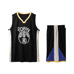 Basketball Trikot Shirt und Shorts Kinder/Erwachsene 2023/2024, 2-Teiliges Basketball ärmellose Anzug Kinder/Erwachsene, Basketball T-Shirt Weste + Shorts Kinder/Erwachsene Schwarz M von ABRTJCL